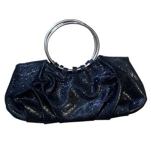 Black Sparkle Clutch with Silver Rings